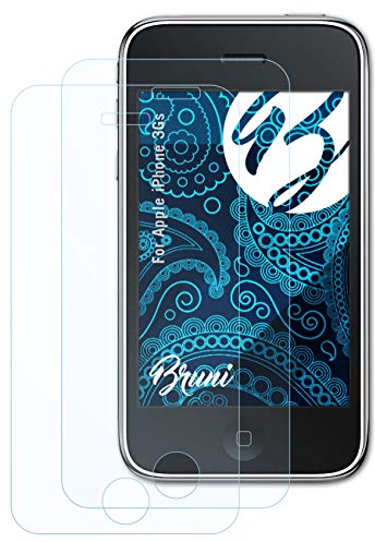 Bruni Schutzfolie kompatibel mit Apple iPhone 3Gs Folie, glasklare Displayschutzfolie (2X)