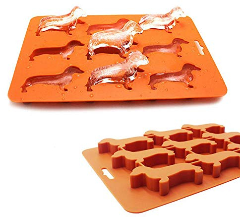 Zhaocaigui Eiswürfelform, 9 Stück Dackel Eiswürfel, Orange, Silikon, BPA-frei
