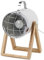 BRUBAKER Tischleuchte oder Bodenlampe Strahler Industrial Design - bis 42 cm Höhe - Fuß aus Holz - Scheinwerfer Metall Weiß