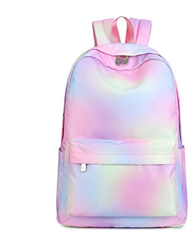 Fieans Sac à Dos Scolaire Filles Loisir Voyage Imperméable Sac à Dos Collège Ordinateur Portable Sac d'École Mode Gradient Cartable - Rose