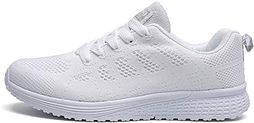 QZBAOSHU Basket Femme Basket Marche Running Légère Femmes Chaussures de Pieds Sensibles pour Femmes 39 EU,Blanc