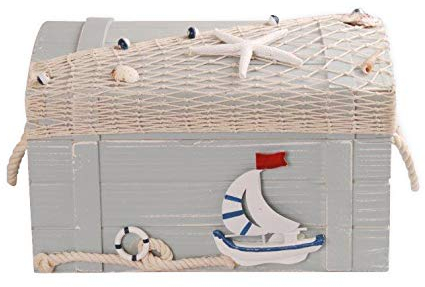 MYFAVORITES Schatzkiste aus Holz im sommerlichen Design (L 34x24x21cm)