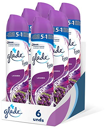Glade Aerosol - Ambientador Spray, Esencia para casa y baño fragancia Lavanda, Pack de 6 Unidades, 300ml, El embalaje puede variar