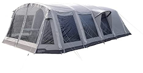 Berghaus Telstar 8 Nightfall Air Tent with Darkened Bedroom Technology, Built-in Porch, Sewn-in Groundsheet, Inflatable 8-Person Family Tent for Camping, Grey