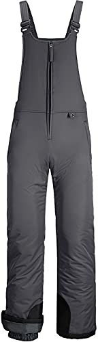 GEMYSE Donna Pantaloni da Sci Invernali Impermeabili con Bretelle Regolabili Salopette Neve Tuta Snowboard(Grigio Scuro,XL)