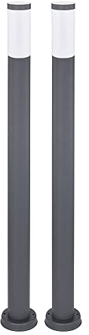 etc-shop Stehleuchte Außen Edelstahl | Standleuchte, Sockelleuchte, Wegleuchte | Anthrazit | Höhe 110 cm | 2er Set