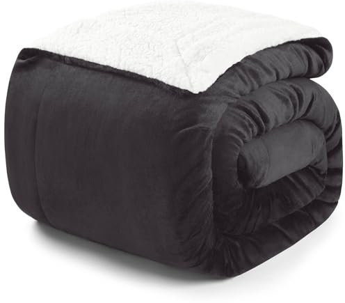 Blumtal Premium Sherpa Kuscheldecke flauschig - Wohndecke Kuscheldecke 230x270 cm - Oeko-TEX zertifizierte Fleecedecke 230x270 cm - Wohn- & Kuscheldecke - Wolldecke 230x270 - Decke warm in Anthrazit