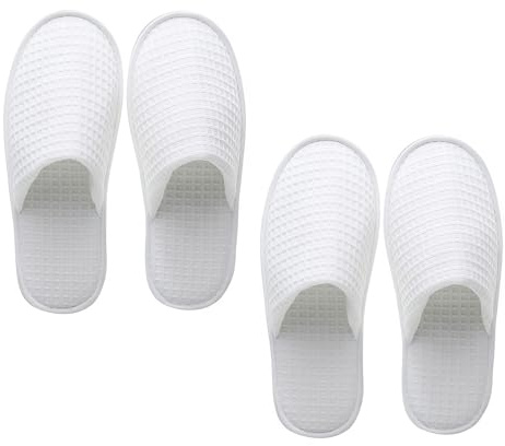 QUUPY Lot de 2 paires de chaussons de spa à bout fermé pour invités d'hôtel pour fêtes et voyages