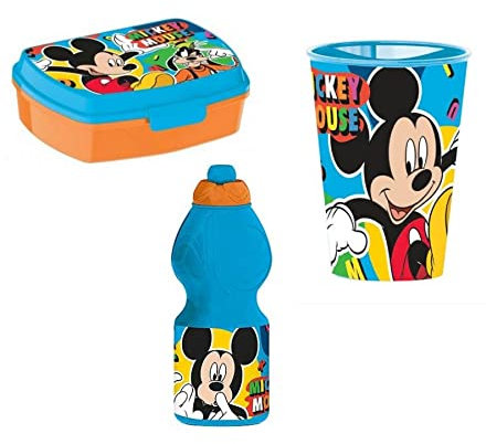 Zeus Party Kit Porta Merenda, Bicchiere, Borraccia dei tuoi personaggi preferiti (Topolino)