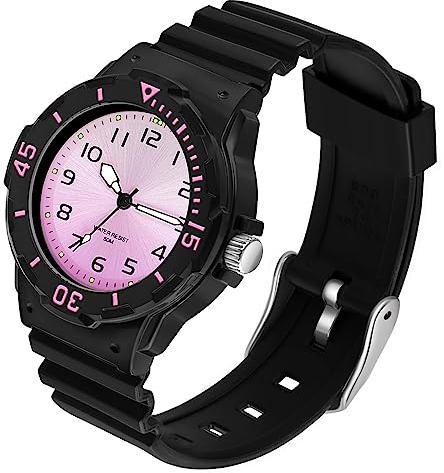 Armbanduhr mit Silikonarmband Uhren Damen Schwesternuhr Analog Sportuhr 5 ATM Wasserdicht Quarz Uhr für Junge Mädchen Teenager Schwarz Gold Silber Blau Grün Rosa Violett Weiß Outdoor Watch Frauen