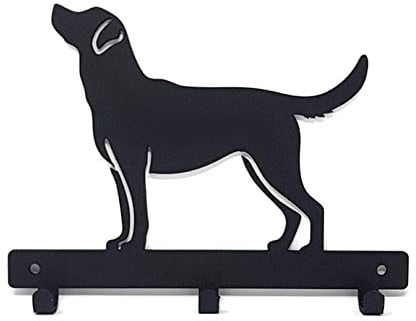 Dog Lead Leash, Key,Coat,Door,Towel, Wall Mounted Metal Hanger,Holder,Rack, Hook- 'Labrador Retriever', Black