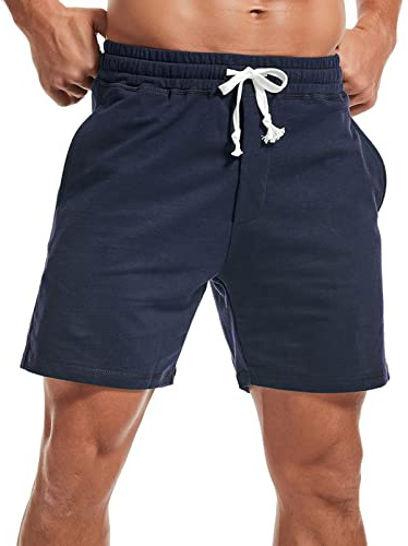 Amy Coulee Mens 5.5 Inch Cotton Casual Sweat Shorts with Pockets | Breathable Fabric, Elastic Waistband, Adjustable Drawstring, Regular Fit, Workout, Gym, Summer Lounge Wear