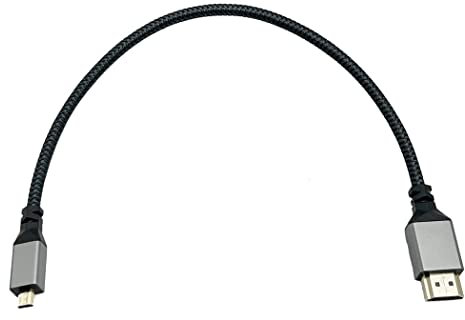 LiKuCo Micro HDMI to HDMI Adapter Cable 4K 12 Inch Angle Micro HDMI Male to HDMI Male Type D HDMI 2.0 Braided Converter Connectors Support 4K for Raspberry Pi 4, HERO 7/6/5, Cameras