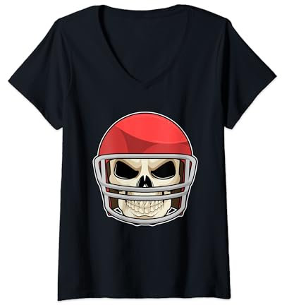 Damen American Football Helm Sport T-Shirt mit V-Ausschnitt