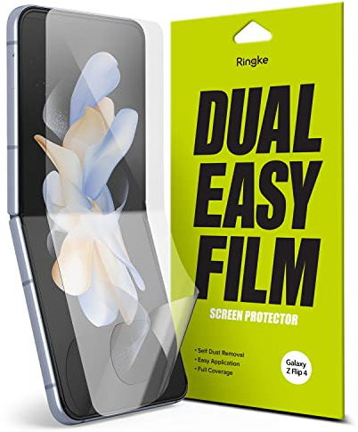 Ringke Dual Easy Film Compatible con Protector Pantalla Samsung Galaxy Z Flip 4 5G (2022) Protección de 5 Capas Autosanación Cobertura Completa HD Transparente Protector de Pantalla - 2 Pack