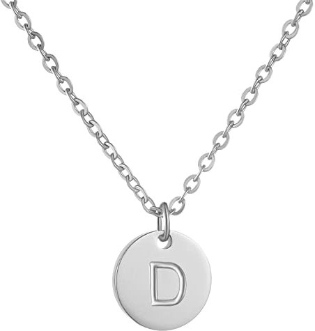 AFSTALR Damen Initialen Kette D Buchstaben Anhänger Silber Kette mit Herzen Geburtstagsgeschenk für Mädchen