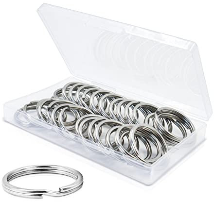 Lot de 30 porte-clés fendus en acier inoxydable de 30 mm de diamètre, anneaux ronds en métal argenté, boucles de porte-clés polies, porte-clés durables pour loisirs créatifs