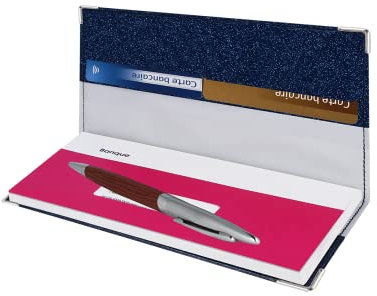 Color Pop Protège chéquier – Fabrication Française – PVC Disco – 2 Poches Cartes Format Carte bancaire + 1 Poche Toute la Largeur – 10,4 x 18,7 cm (Bleu Marine)