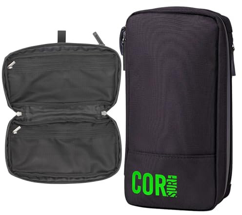COR Surf Borsa da Viaggio Compatta da Toilette da Appendere, Kit Dopp Premium per Uomo e Donna da Viaggio | Impermeabile Con 4 scomparti separati e cerniere impermeabili (Noir)