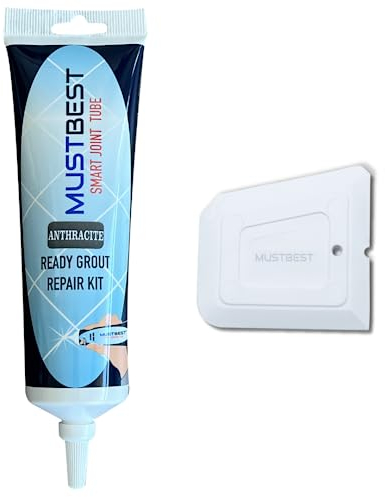 Mustbest Tile Mörtel Reparaturen Füllrohr - 13,4 oz, schnell trocknende Reparaturkit, Wiederherstellung von Fliesenverbindungen, einfache Fliesenmörtel -Squeeze -Röhre (Anthrazit, 13,4 oz)