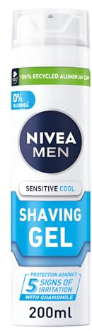 NIVEA MEN Sensitive Cooling Shave Gel with Chamomile and Seaweed Extracts, Soothes Sensitive Skin Calms and Leave Skin Feeling Cool Improves Razor Glide, Pack of 3 (x 200ml)