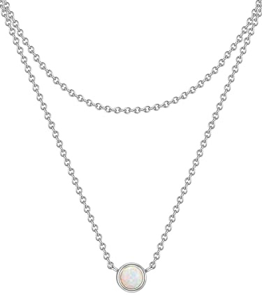 GLANZSTÜCKE MÜNCHEN Damen Kette 925/- Sterling Silber rhodiniert Opal (synth.) weiß Silberhalskette