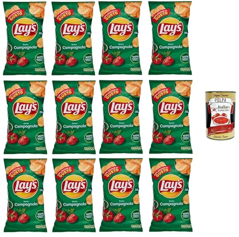 Italian Gourmet Lay's Italian Gourmet Campagnola Patatine Kartoffelchips 12 | Gusto rustico salato, knusprig dünn geschnitten, passend zu Aperitif, Gesamtnettogewicht 1,596 kg + Kostenlos Polpa 400g
