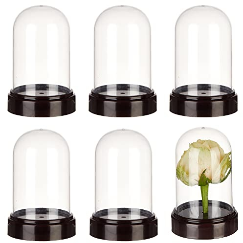 nbeads 6 Sets Dekorative Kunststoff-Glocke Jar, 7x10,7cm Transparente Kunststoff-Kuppel-Cloche Dekorative Vitrine mit Boden Für Tafelaufsätze Pflanzen Steine,Muster Dekorationen