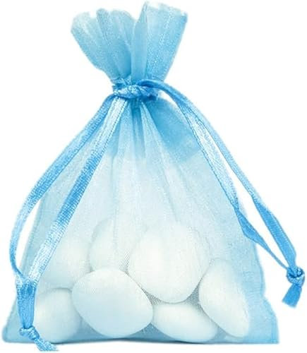 Organzasäckchen Organza-Beutel in blau pastell Hochzeit Verpackung Gastgeschenk Hochzeitsmandeln, Süßes oder Seifen Gastgeschenk Taufe Baby-Party Konfirmation Kommunion 7,5cm x 10cm 10 Stück