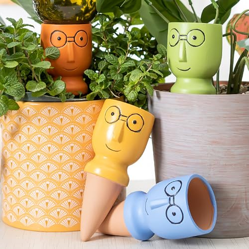 Holzsammlung Set de 4 Riego AutomáTico para Plantas De Interior,Dispensador De Agua para Plantas,Autorriego para Macetas Sistema, Dispensador Agua Cono Arcilla Riego Goteo Flores#02