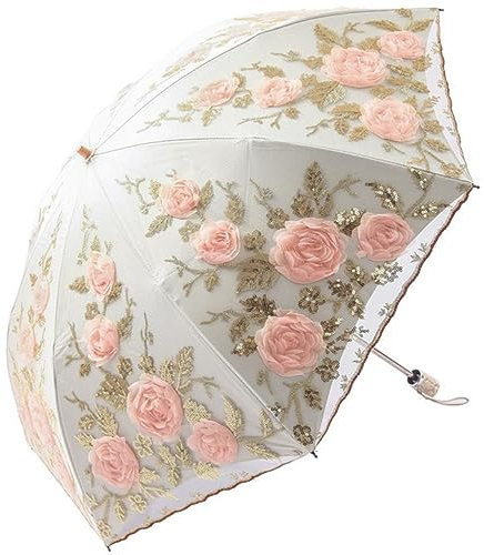 EVURU Lace Up Flower Umbrella For Women Summer Parasol Folding Sun Garden Portable Lady Beautiful Beach Paraplu Rain Gear
