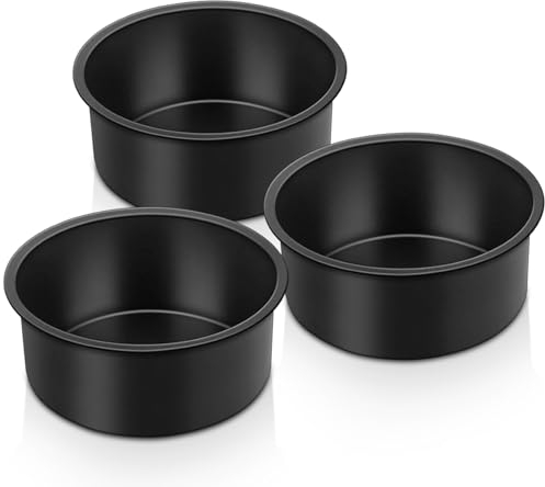 Onader 4 Inch Cake Tin Set of 3, Stainless Steel Cake Mould Round Baking Pan, Mini Layer Cake Tray for Birthday Wedding Christmas, Healthy & Non-Stick, Rust Resistant & Easy Cleaning