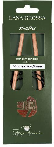 Lana Grossa Rundstricknadel Buche – nachhaltig & beliebt – leicht & robust – glatte Holzoberfläche – angenehmes Stricken mit rutschigem Garn – verschiedene Größen - 80/4,5