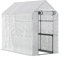 Outsunny Serra da Giardino a Casetta con Rivestimento in PE e Telaio in Acciaio, Serra per Piante con Porta a Cerniera e 4 Ripiani, 186x120x190cm, Bianco