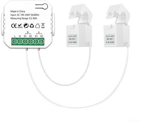 WIFI for Smart for Energy Meter, for TUYA for Smart Life Power Monitor Meter, 1 Way 2 Way Energy Consumption Monitor with for CT Transformer 80A(2 for CT)