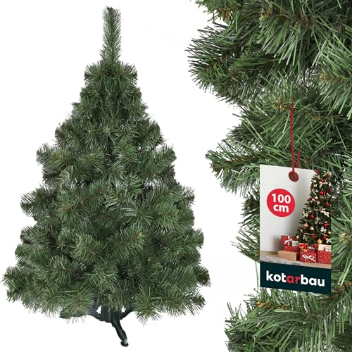 KOTARBAU® Künstlicher Weihnachtsbaum 100 cm Kiefer Kiefernbaum mit Plastik Ständer Christbaum Weihnachtsbaum Künstlich wie Echt Kunstbaum Weihnachten Christmas Tree
