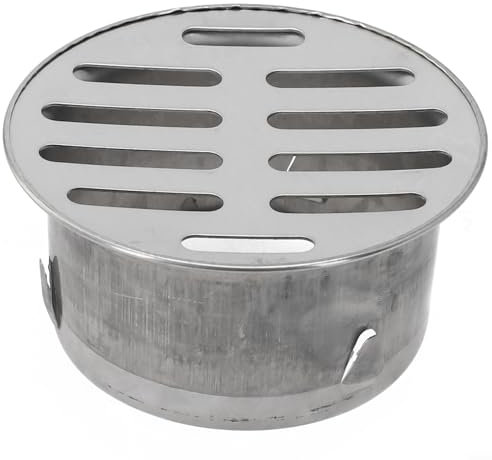 Edelstahl-Ablaufkappe, Edelstahl-Bodenablaufgitter, Deckabdeckung, Endkappe, Einsatz, rund, quadratisch, Dusche, Balkon, Garten, Küche, Abflussrohr-Zubehör (Ø 75 mm)