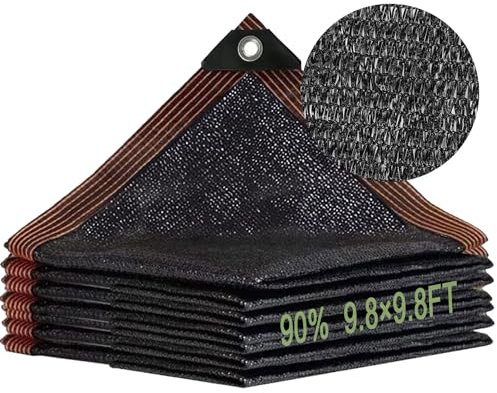 Filet D'Ombrage,3X3M Voile D'ombrage avec œillets,90% Filet RéSistant Aux UV pour Pergola,ClôTure de Protection Noire,Tissu D'Ombrage,pour Pergola,Terrasse,Plantes,Serre,Poulailler