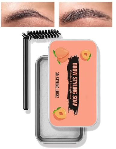 Clear Eyebrow Gel, Styling Brow Gel, Long-lasting Eyebrow Pomade Smudge-Proof Brow Glue, Quick Dry Honey Peach Eyebrow Wax for Natural Brows Shaping, Lightweight Eyebrow Soap Kit