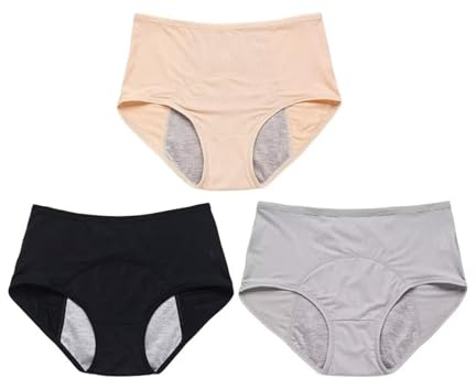 Yacriso 3er-Pack auslaufsichere Damenunterwäsche, auslaufsichere Höschen für Frauen bei Inkontinenz (Large,b)