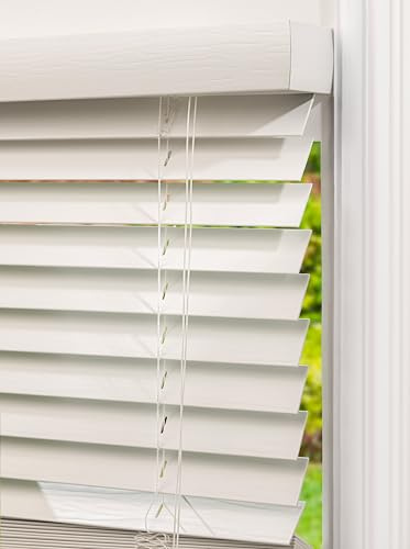Lister Cartwright Woodgrain Fauxwood Venetian Blinds for Windows 50mm – Trimmable, Easy Fit Curtains, Child Safe – Durable Home & Office Blind(White, 60 W x 120 H cm)