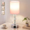 Aooshine Touch Pink Table Lamp, Crystal Bedside Lamps with 3 Way Dimmable, Small Bedside Lamp with USB C+A Charging Ports, Bedroom Lamps with Pink Fabric Shade for Living Room (LED Bulb Included)