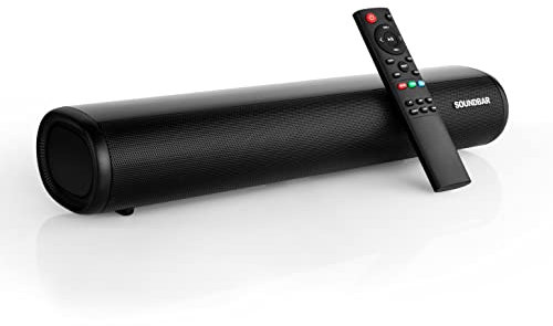Soundbar for TV, 2.0ch 19.7-Inch Small Soundbar with 3 EQ Modes and Remote Control, Wired and Wireless Bluetooth 5.0 Home Theater Sound Bar, Optical/Aux/Coaxial/ARC/USB Connection, Wall Mountable