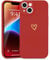 Wirvyuer for iPhone 14 Plus Case with Cute Heart Pattern Soft Shockproof Protective Silicone Phone Case for Women Girls,Bright Red