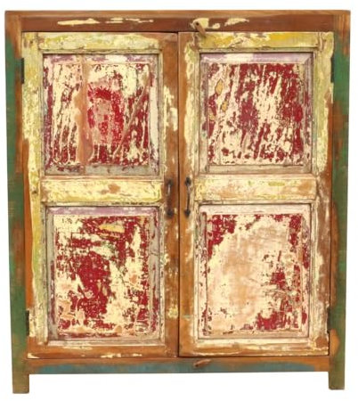 Oriental Galerie Schrank Wandschrank Flurschrank Indien Antik Kommode Küchenschrank Massiv Indisch 120cm hoch