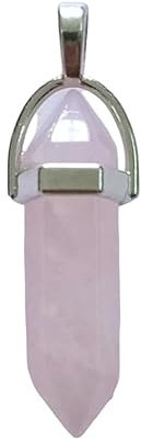 CRYSTALMIRACLE Beautiful Rose Quartz Double Pointer Pendant Necklace Fashion Accessory Men Women Gift