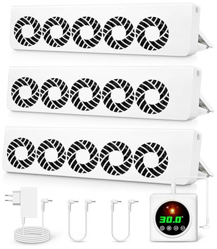 ecoCalm Heizkörper Ventilator 2.0 mit Regler mit intelligenten Thermostaten, Heizkörperlüfter mit 15 Lüfter, Geeignet für Heizkörper wie TYP21, TYP22, TYP32