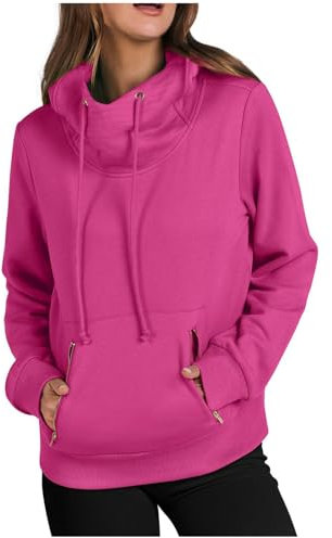 Kapuzenpullover Damen Weich Bequem, Sweatshirt Hoodie Warm Einfarbiges, Langarm Oberteil Im Winter, Pullover Elegant Schick, Lässiges Sweatshirt Mit Kapuze Und Reißverschlusstasche Hoody Casual Mode