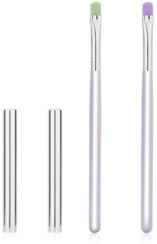 2pcs Nail Clean Up Brushes, Manicure Painting Brushes with Flat & Angled Head Pen Painting Remover Tools for Acrylic Gel Nail Art Design & Polish Mistake Cleaning
