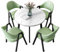 Elaineeu 5-teiliges Esstisch-Set, moderner runder Esstisch und 4 Stühle, Esszimmer-Set, Bauernhaus-Möbel, Tisch-Set (Rosa)